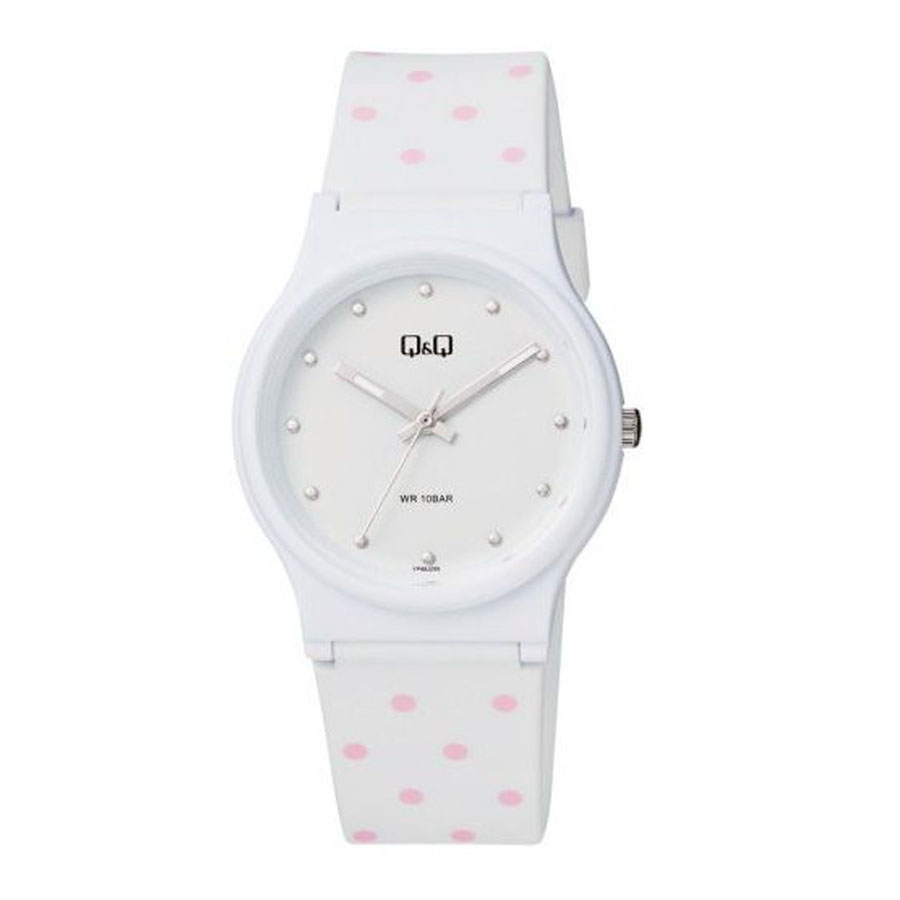 Đồng Hồ Nữ Q&Q VP46J056Y Resin Quartz Watch Màu Trắng