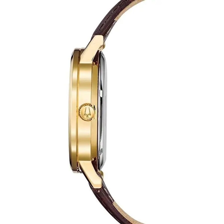 Đồng Hồ Nam Bulova 97C107 Nam Máy Cơ Lịch Ngày 42mm Màu Nâu Mặt Trắng