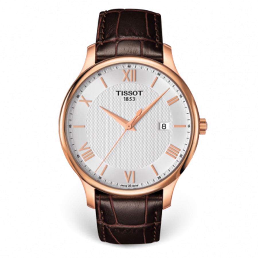 Đồng Hồ Nam Tissot T063.610.36.038.00 Màu Nâu Mặt Trắng