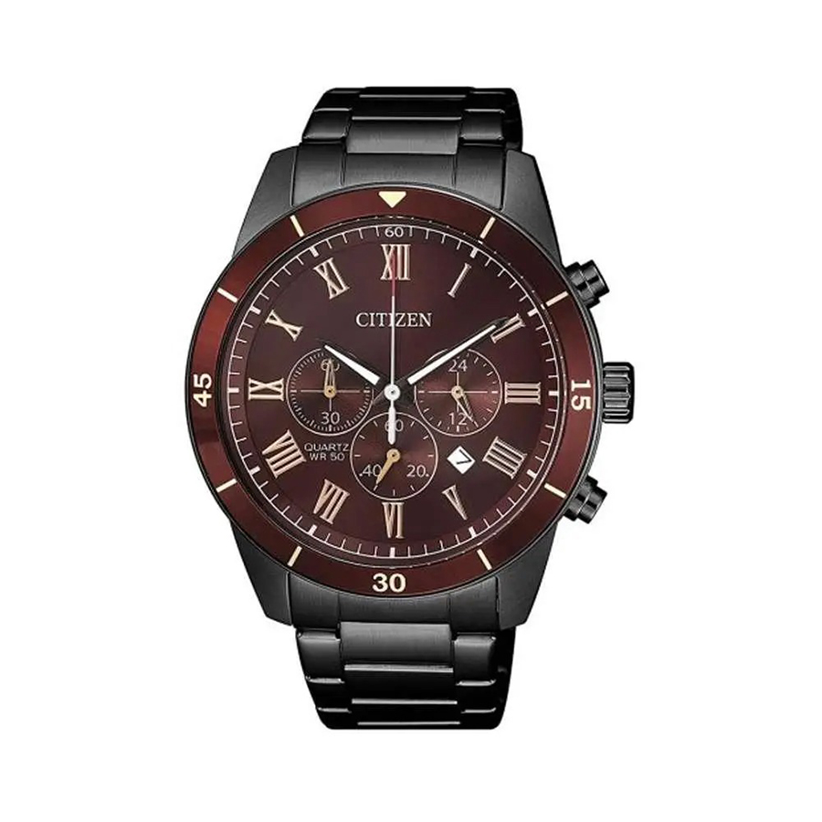 Đồng Hồ Citizen AN8167-53X Nam Chronograph Màu Đen Mặt Nâu đỏ