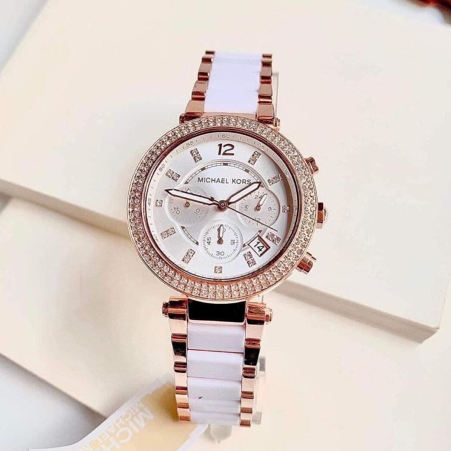 Đồng Hồ Michael Kors Parker Chronograph White Dial Ladies Watch MK5774