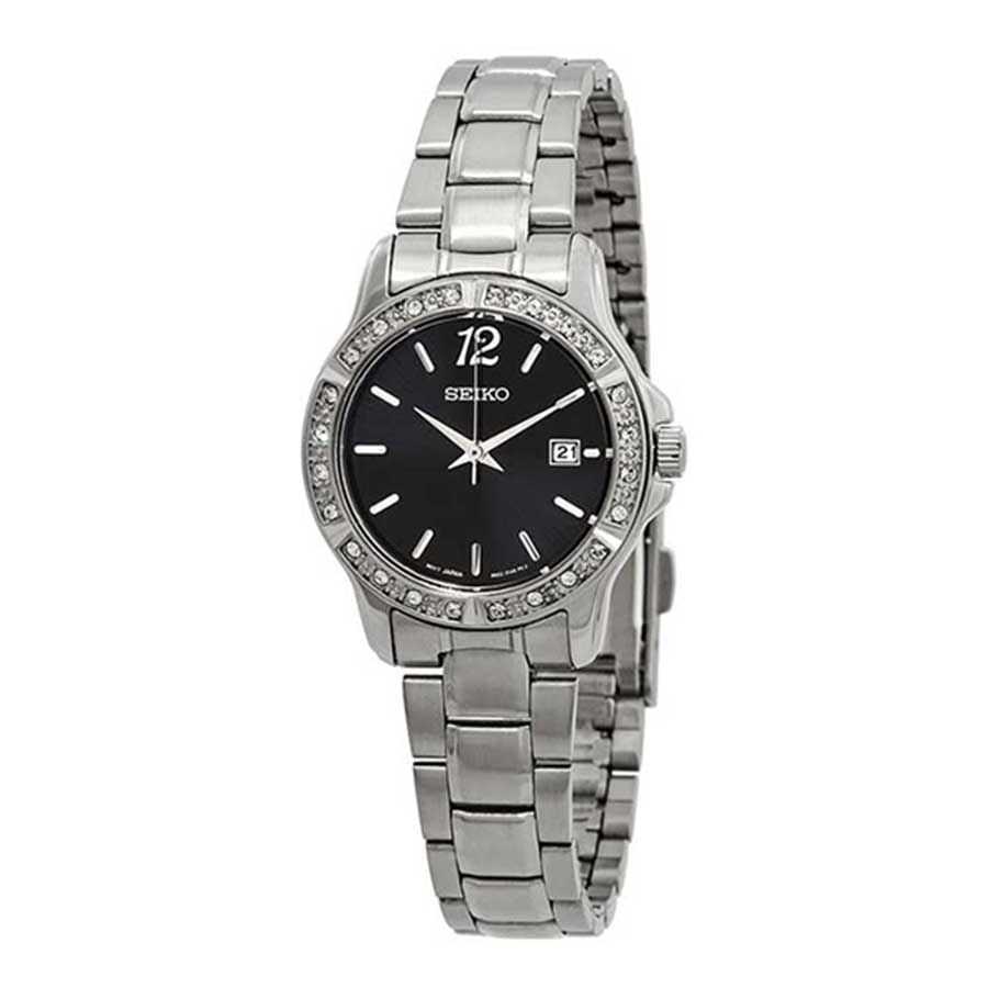 Đồng Hồ Seiko Dress Crystal Black Dial Stainless Steel Ladies Watch SUR719