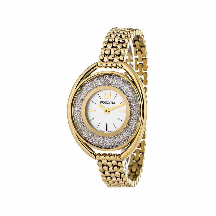 ng H Swarovski Crystalline Oval Gold Tone Bracelet Watch 5200339