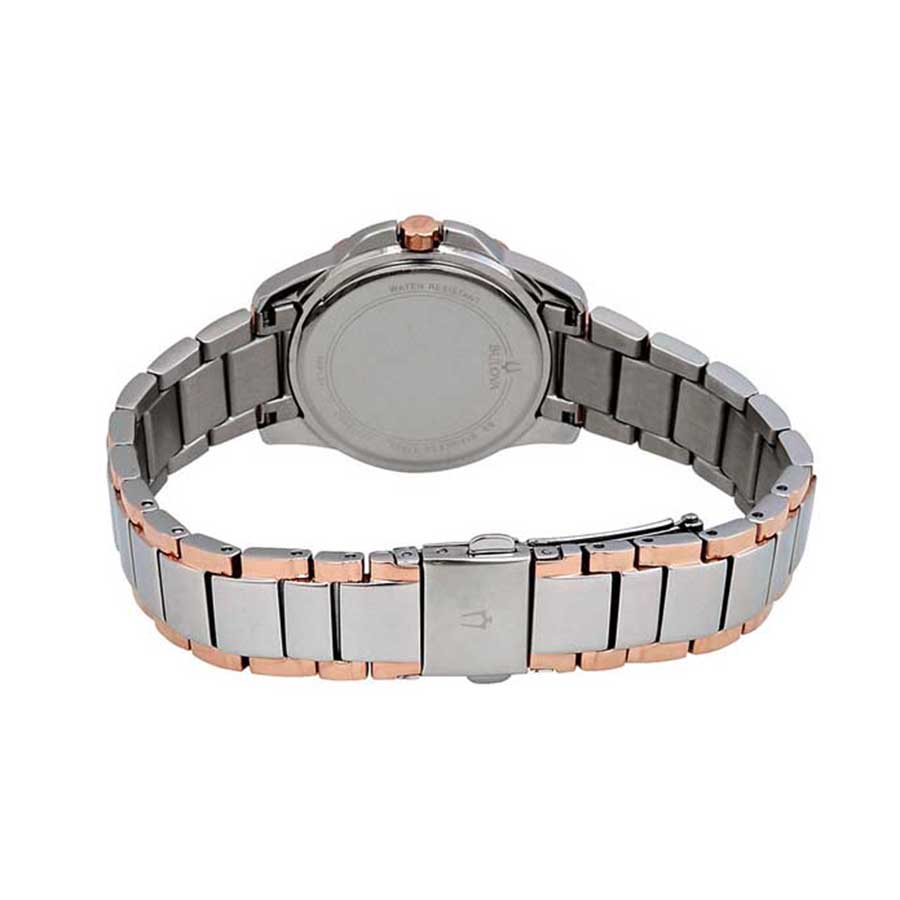 Đồng Hồ Nữ Bulova Diamond White Mother Of Pearl Dial Ladies Watch 98P134 Màu Bạc Phối Vàng Hồng