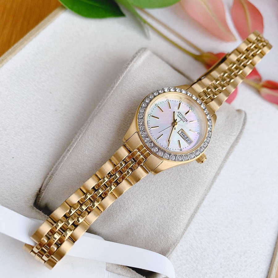 Đồng Hồ Citizen EQ0532-55D Women's Gold-Tone Stainless Steel Bracelet 26mm