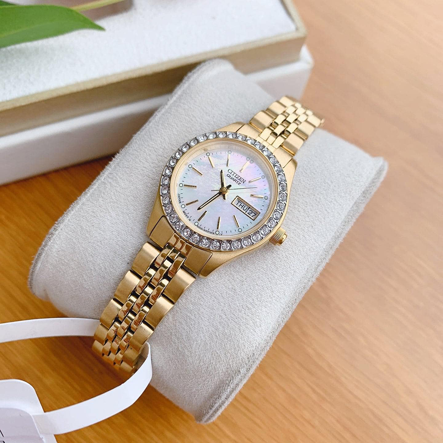 Đồng Hồ Citizen EQ0532-55D Women's Gold-Tone Stainless Steel Bracelet 26mm