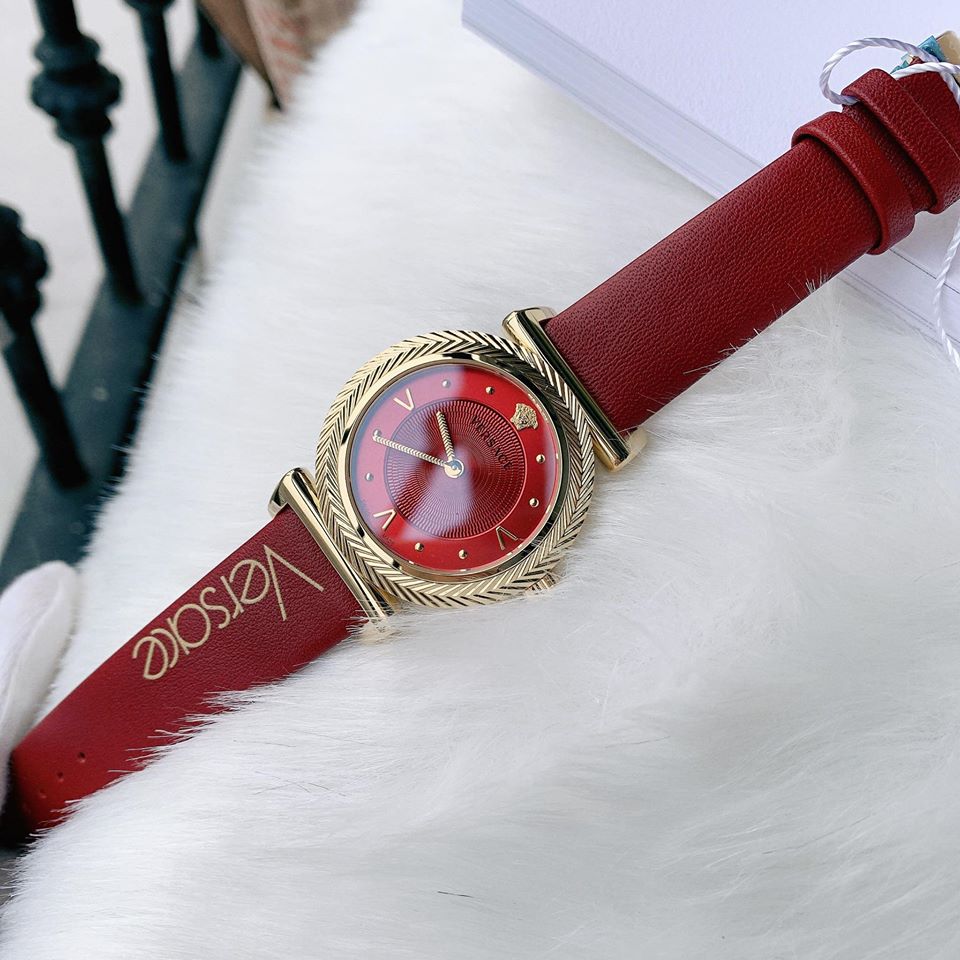 Đồng Hồ Nữ Versace VERE00418 V-Motif Vintage Logo Ladies Watch Màu Đỏ