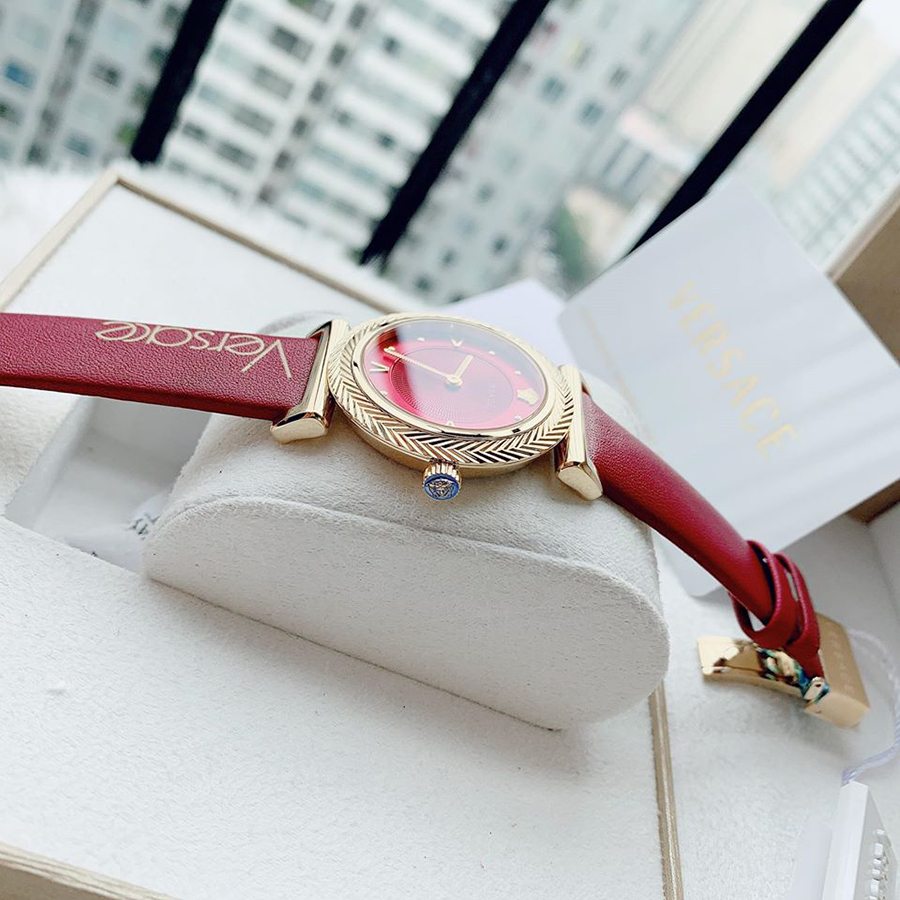 Đồng Hồ Nữ Versace VERE00418 V-Motif Vintage Logo Ladies Watch Màu Đỏ
