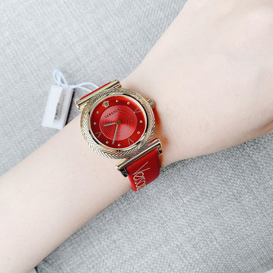 Đồng Hồ Nữ Versace VERE00418 V-Motif Vintage Logo Ladies Watch Màu Đỏ