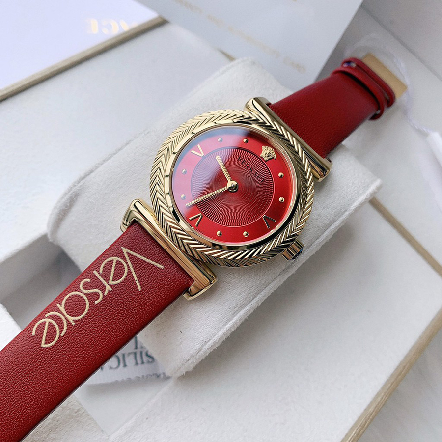 Đồng Hồ Nữ Versace VERE00418 V-Motif Vintage Logo Ladies Watch Màu Đỏ