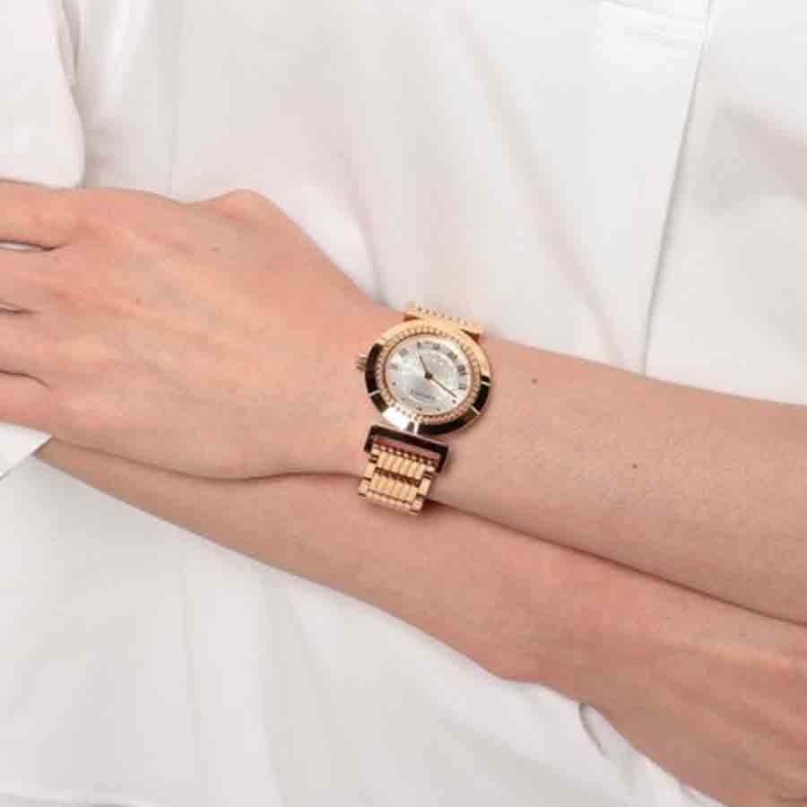 Đồng Hồ Nữ Versace Vanity Rose Gold Ion-Plated Watch P5Q80D001 S080 35mm Màu Bạc Trắng