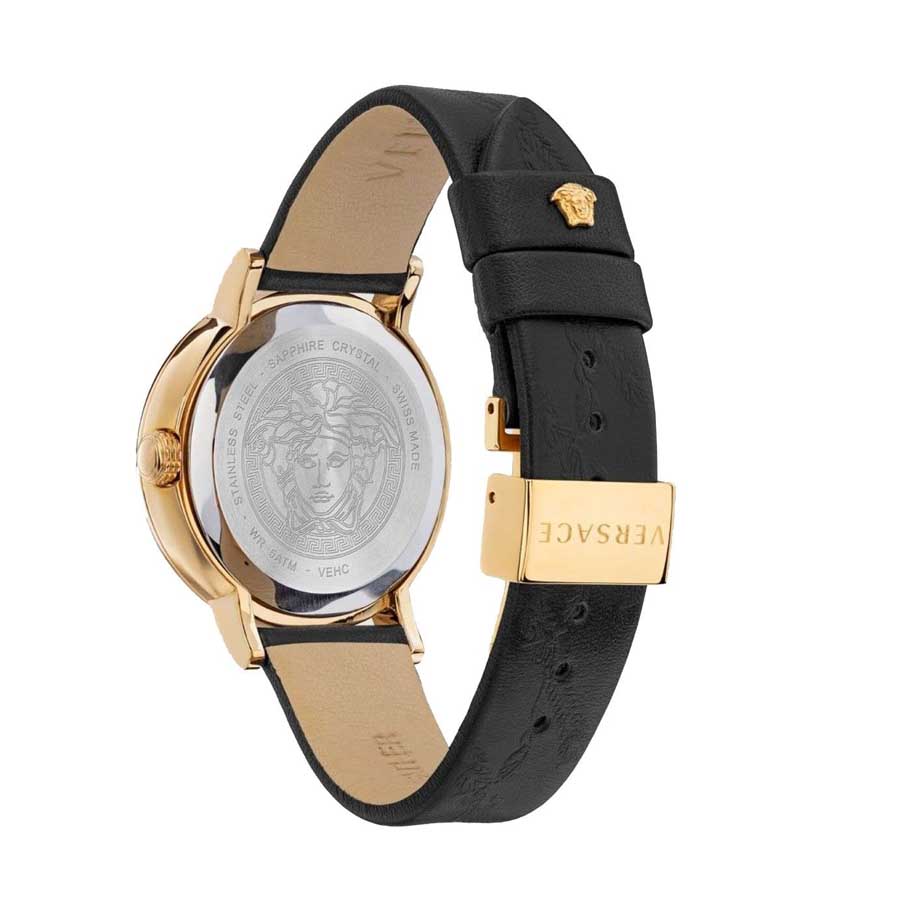 Đồng Hồ Nữ Versace Virtus Black Leather Strap Watch VEHC00119 36mm Màu Đen