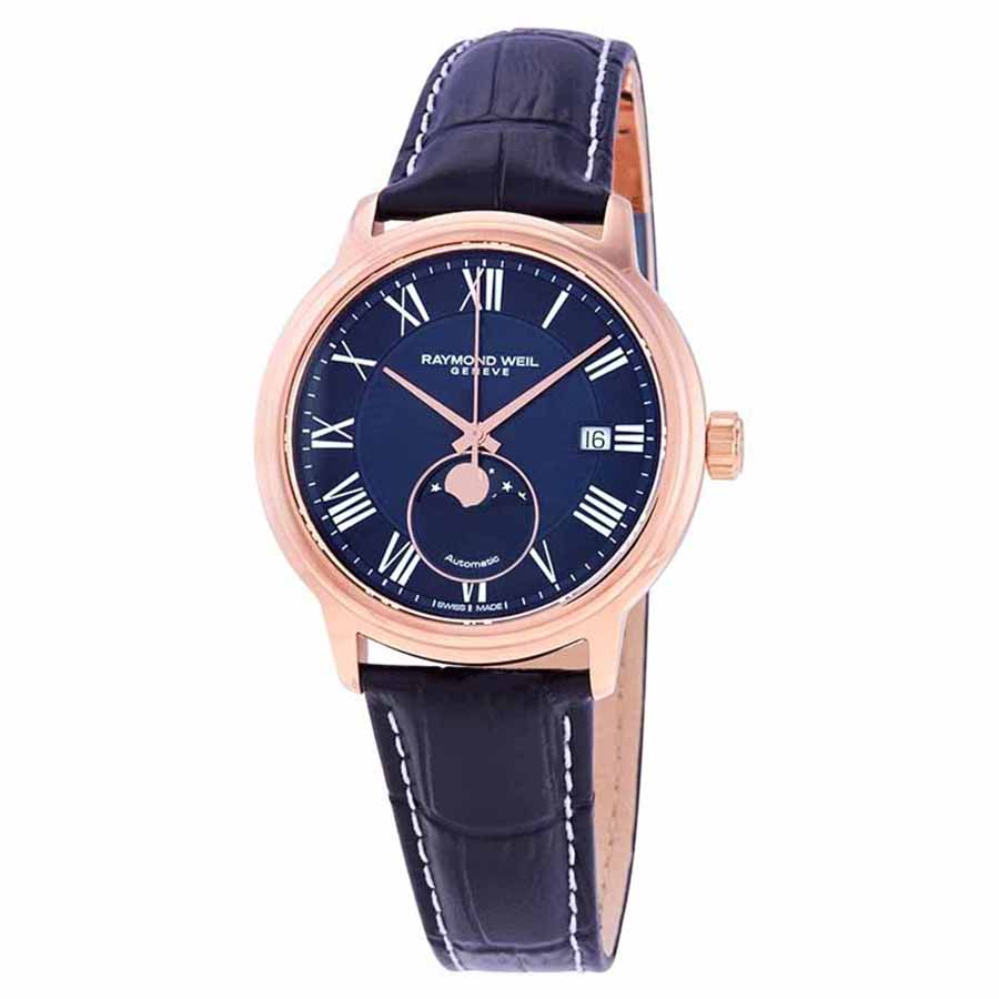 Đồng Hồ Nam Raymond Weil Maestro Moonphase Blue 2239-PC5-00509 Màu Xanh/ Vàng Hồng