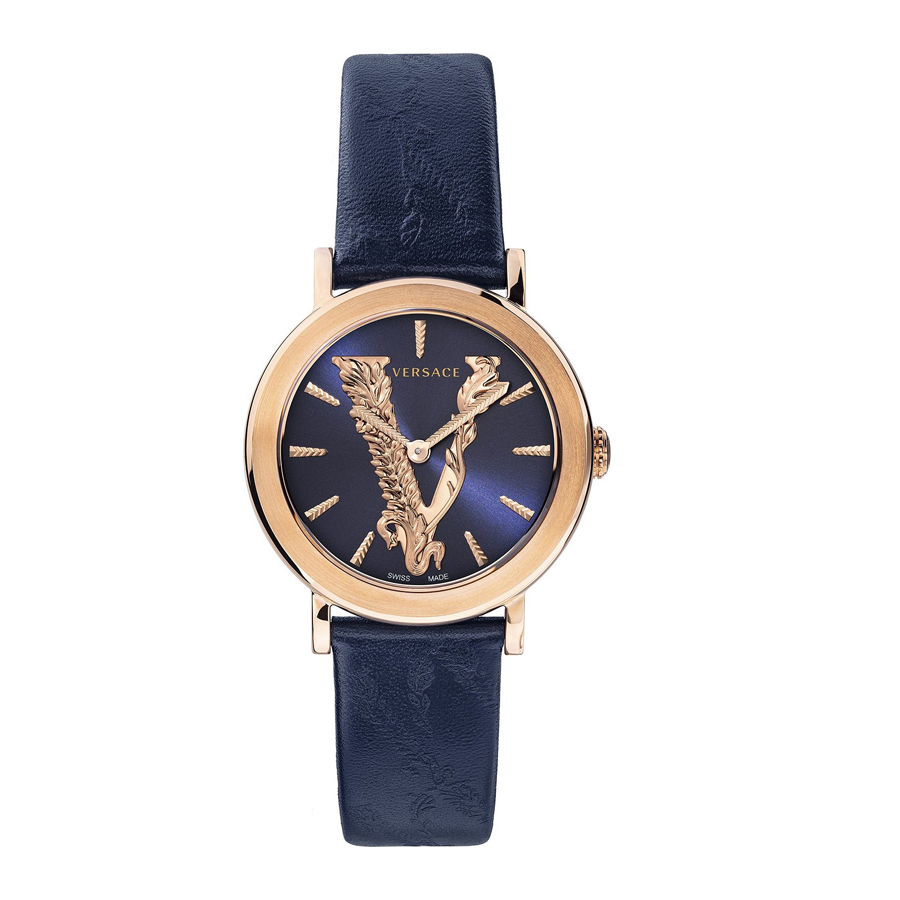 Đồng Hồ Nữ Versace Virtus Blue Leather Strap Watch VEHC00419 36mm Màu Xanh Blue