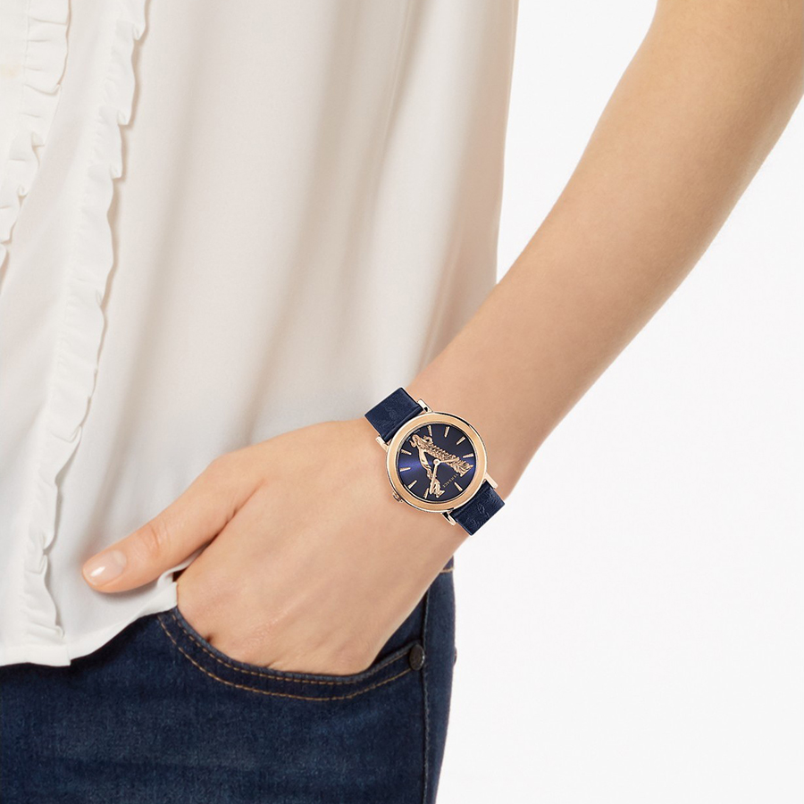 Đồng Hồ Nữ Versace Virtus Blue Leather Strap Watch VEHC00419 36mm Màu Xanh Blue