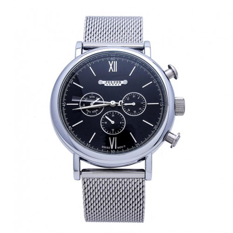 Đồng Hồ Nam Julius 3 Máy JAH-090B Màu Bạc