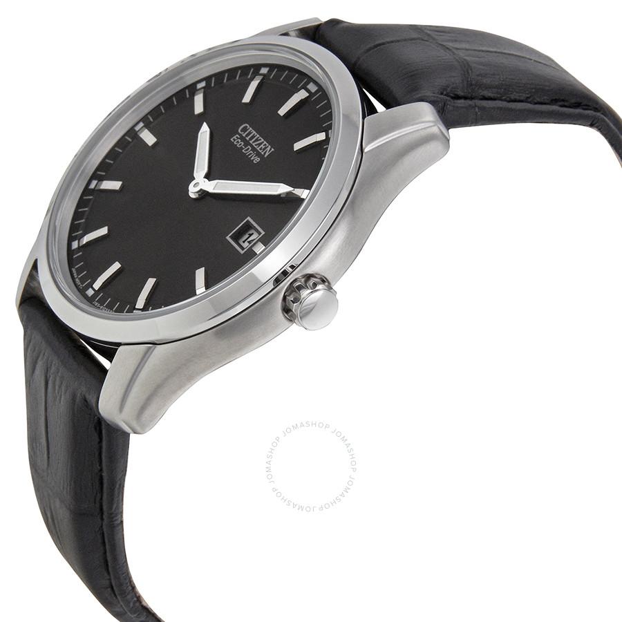 Đồng Hồ Nam Citizen Eco Drive Black Dial Black Leather Men's Watch AU1040-08E