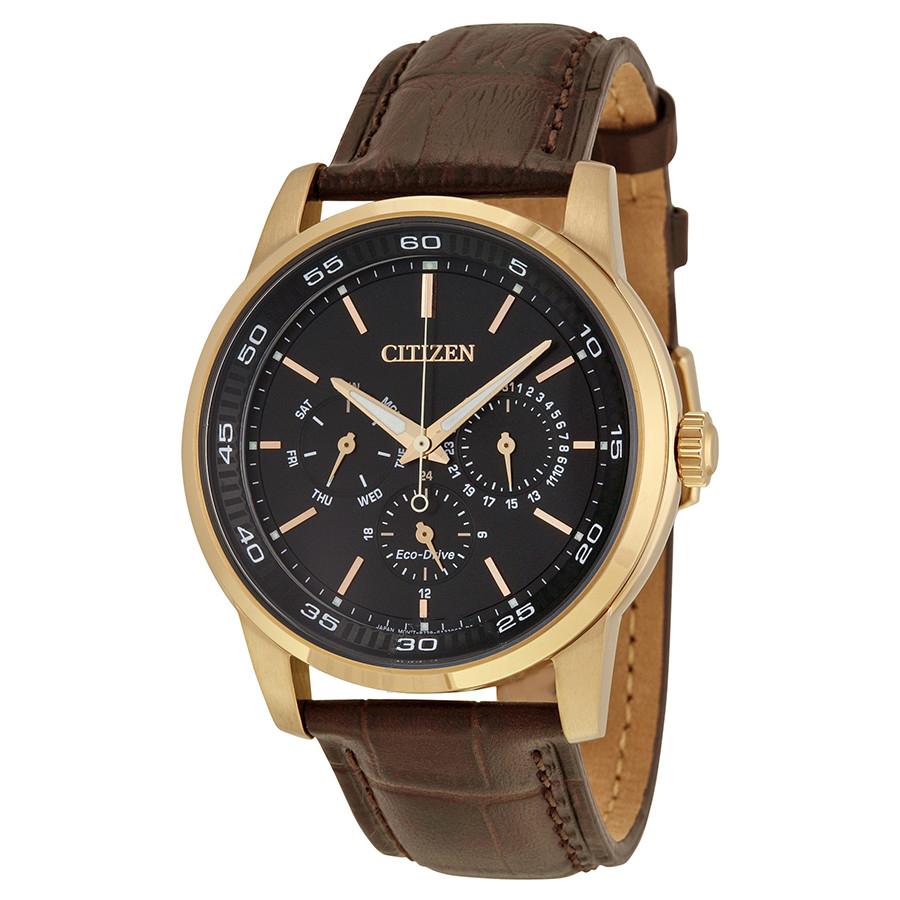 Đồng hồ Citizen Dress Eco-Drive Black Dial Brown Leather Men's Watch