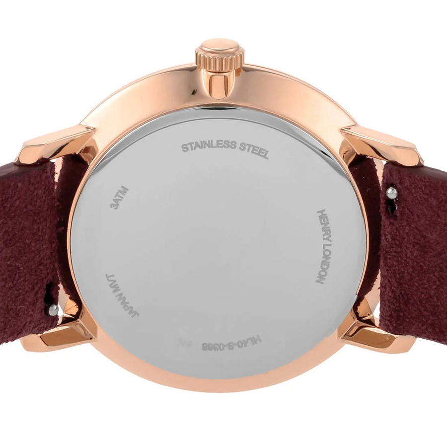 Đồng Hồ Unisex Henry London HL40-S-0368 Màu Đỏ Đậm