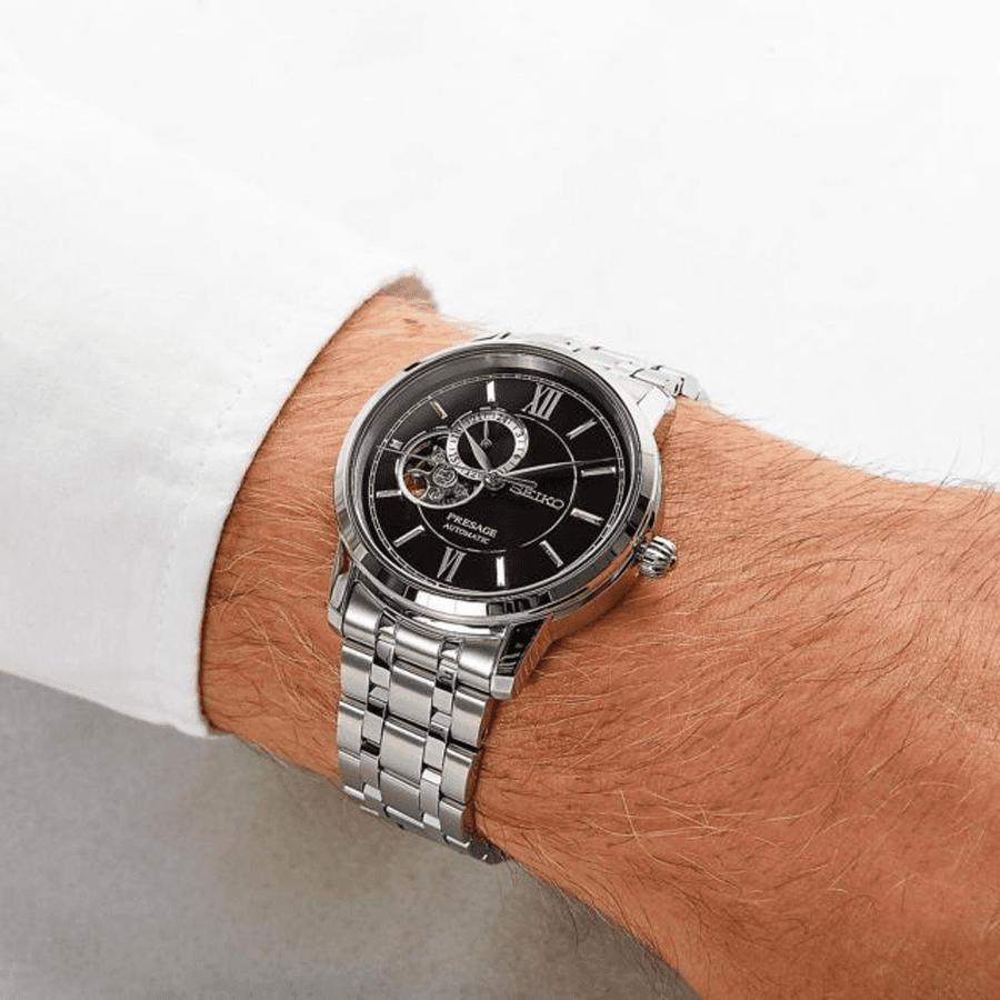 Đồng Hồ Nam Seiko Presage SSA367J1 Mặt Đen Dây Kim Loại