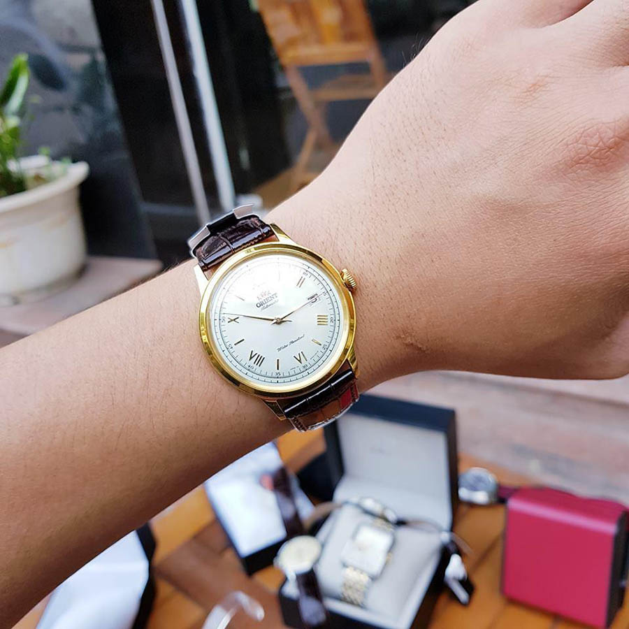 Đồng hồ Nam Orient Bambino FAC00007W0 Màu Nâu Vàng