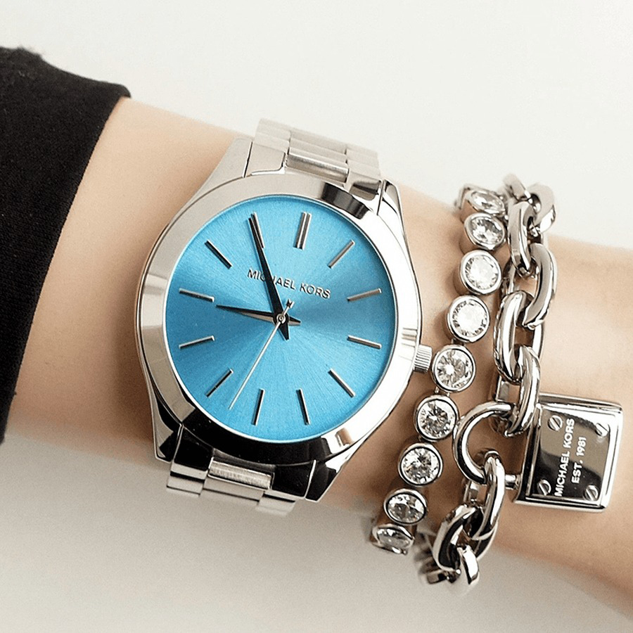 Đồng Hồ Nữ Michael Kors MK3292 Màu Bạc Mặt Dial Xanh