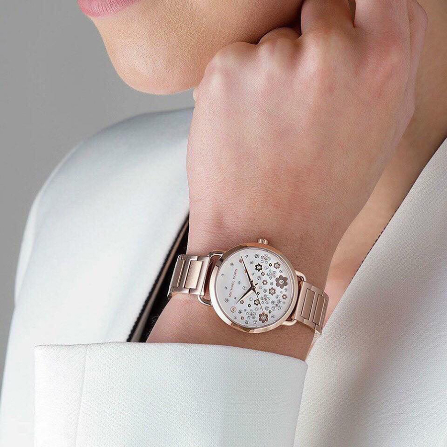 Đồng Hồ Nữ Michael Kors MK3841 Mặt Đính Đá Màu Vàng Hồng