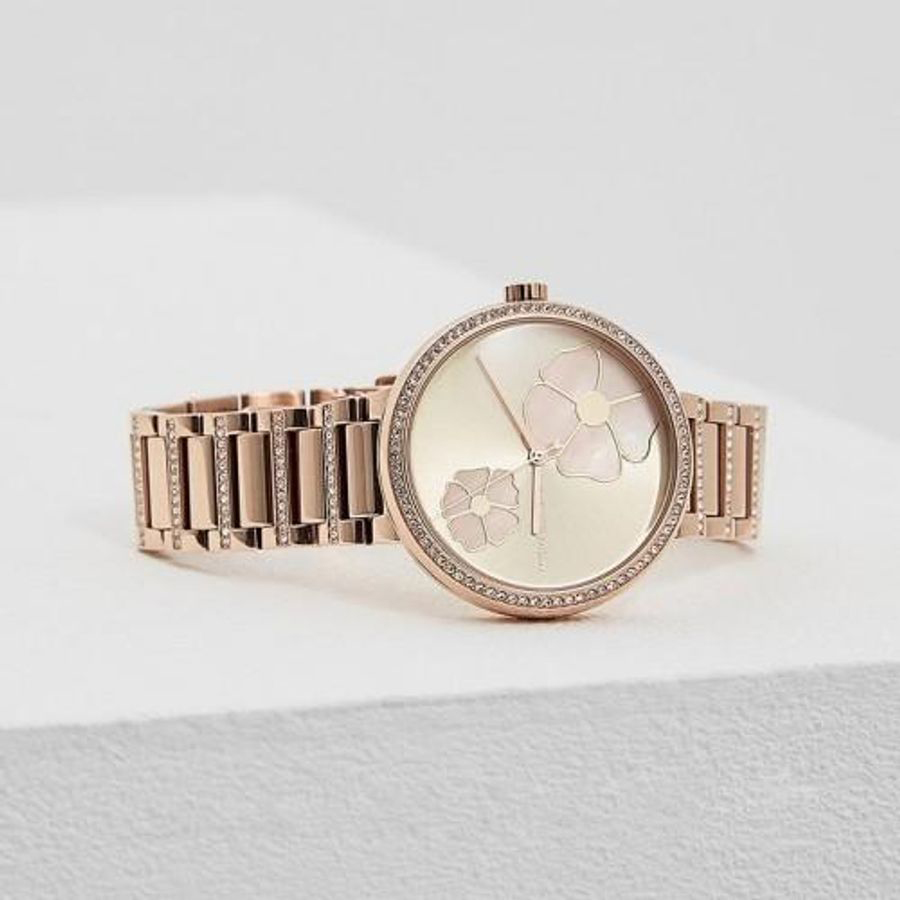 Đồng Hồ Nữ Michael Kors MK3836 Mặt Hoa Trang Nhã Màu Vàng Hồng