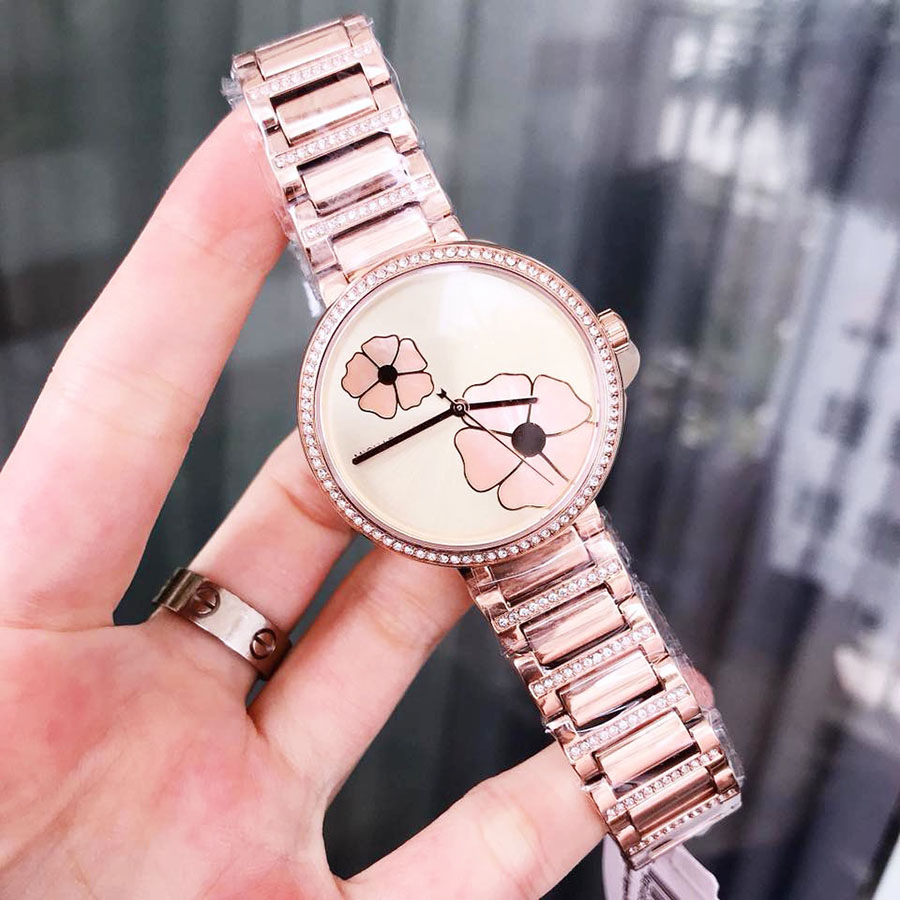 Đồng Hồ Nữ Michael Kors MK3836 Mặt Hoa Trang Nhã Màu Vàng Hồng