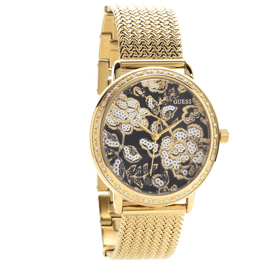 Đồng Hồ Nữ Guess W0822L2 Dây Nhuyễn, Viền Đính Đá