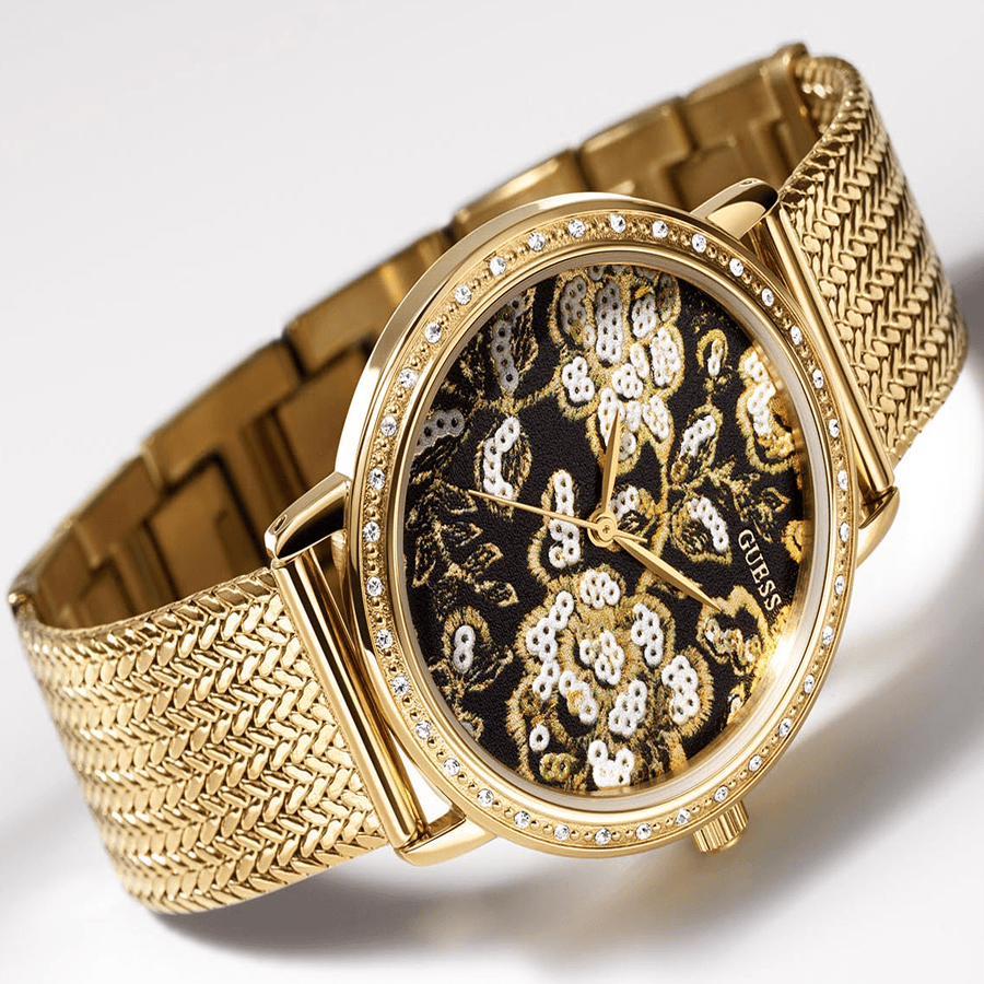 Đồng Hồ Nữ Guess W0822L2 Dây Nhuyễn, Viền Đính Đá