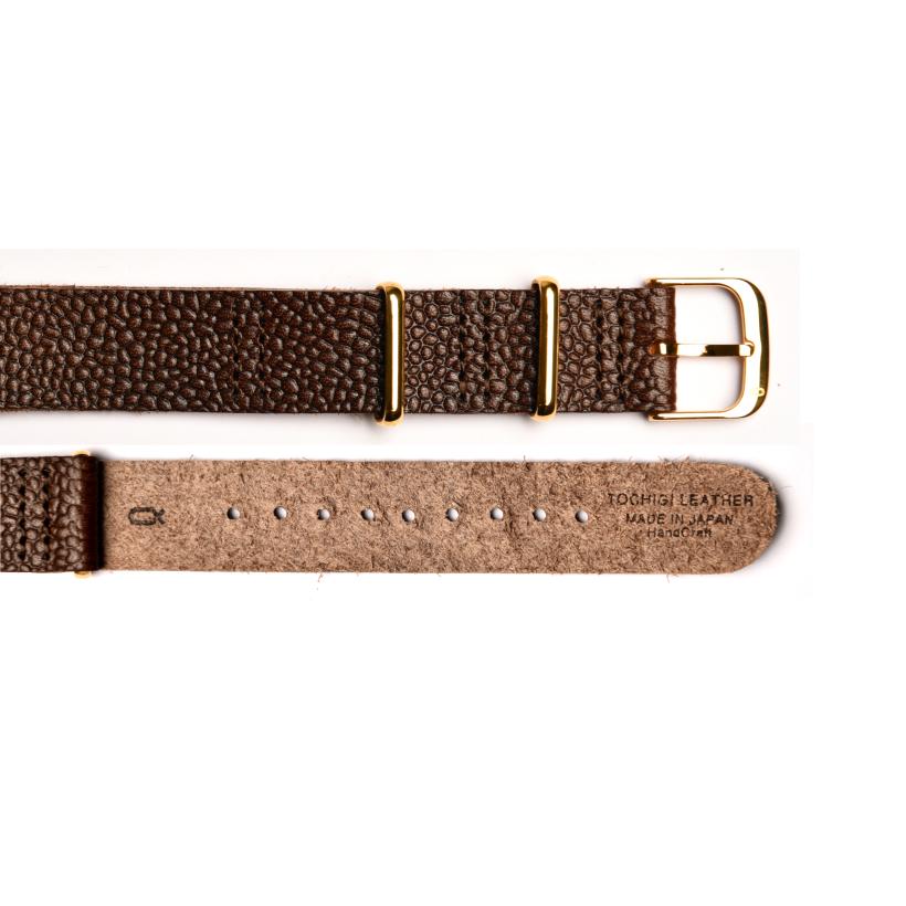Dây Đồng Hồ Da Tochigi Scotchgrain Straight Knot NTD-18DBYG Màu Nâu Tối