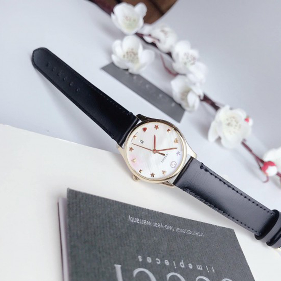 Đồng Hồ Nữ Gucci G-Timeless Mother Of Pearl Dial Ladies Watch YA126589 Màu Đen Vàng