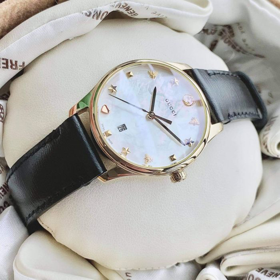 Đồng Hồ Nữ Gucci G-Timeless Mother Of Pearl Dial Ladies Watch YA126589 Màu Đen Vàng
