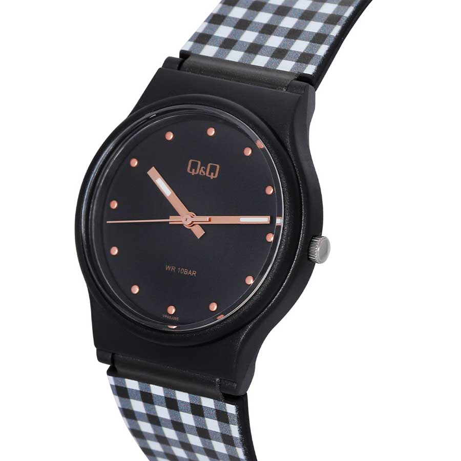 Đồng Hồ Nữ Q&Q VP46J055Y Resin Quartz Watch Màu Đen