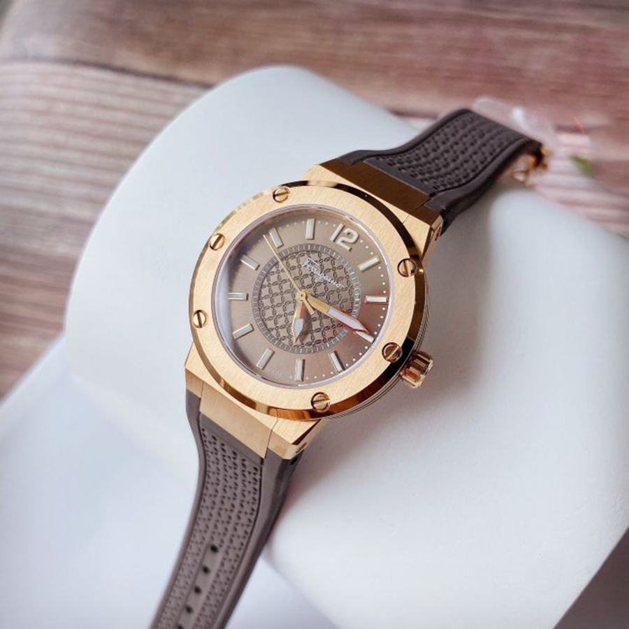 Đồng Hồ Nữ Salvatore Ferragamo F 80 Mặt Số Tròn Dây Cao Su Nâu SFIG00219