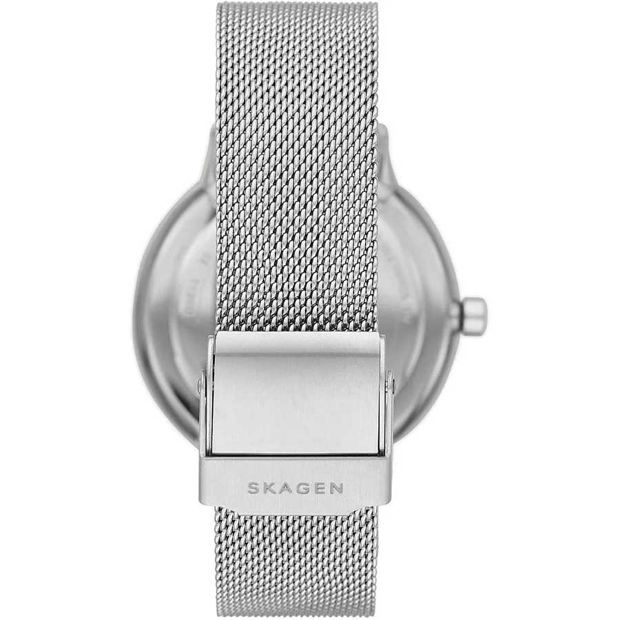 Đồng Hồ Nữ Skagen Nillson Three-Hand Silver-Tone Steel Mesh Watch