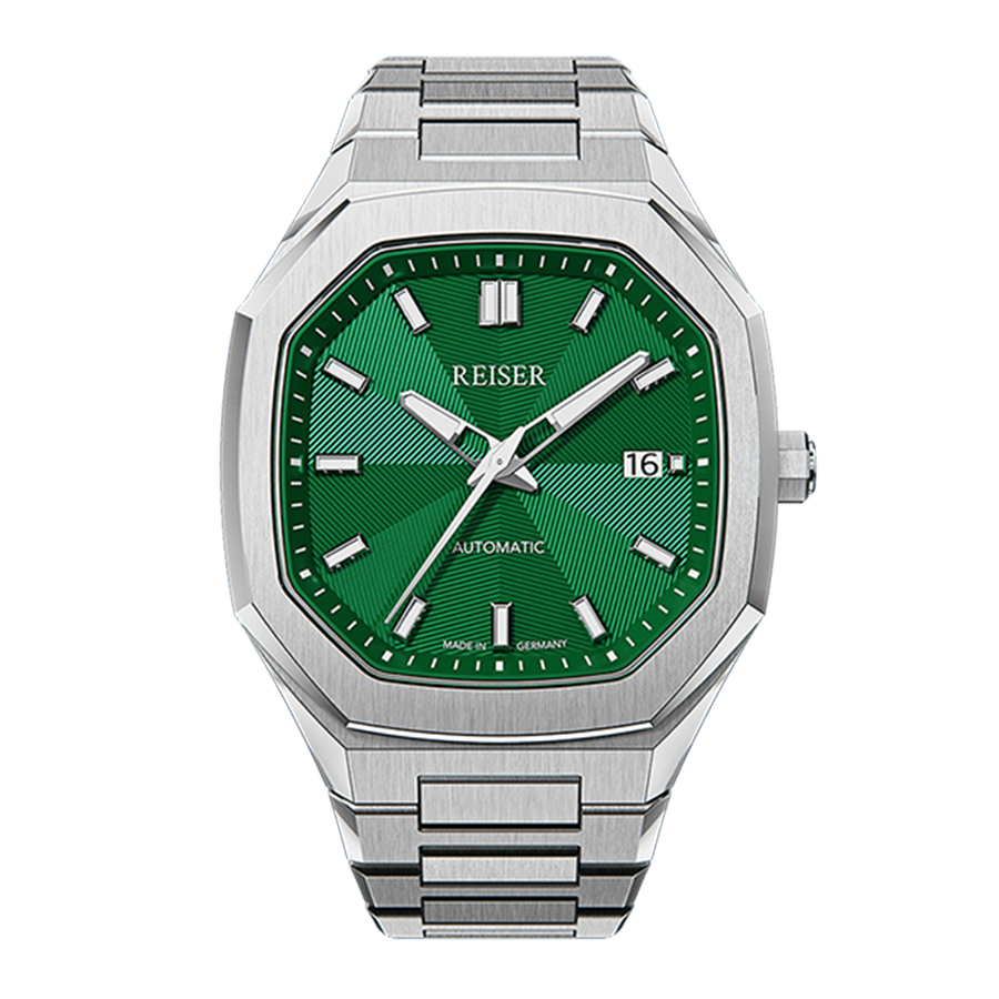 Đồng Hồ Nam Alpen Date Emerald Green Bracelet Màu Xám Mặt Xanh Lá Cây