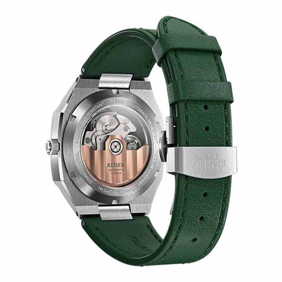 Đồng Hồ Nam Alpen Date Emerald Green Leather Strap Màu Xám Mặt Xanh Lá Cây