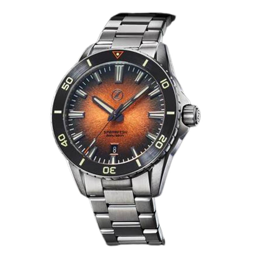 Đồng Hồ Nam Zelos Spearfish 40mm Diver Burnt Orange Màu Bạc