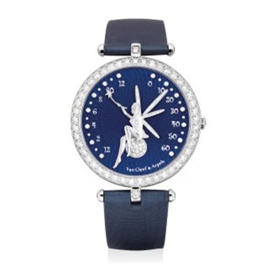 Đồng Hồ Nữ Van Cleef & Arpels White Gold IP And Diamond-Set Bracelet Watch With Enamel Dial Màu Xanh Navy (Chế Tác)
