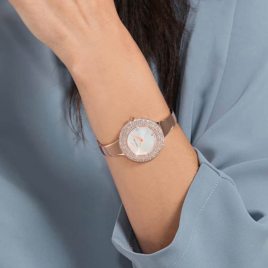 Đồng Hồ Nữ Swarovski Crystal Watch 5484073 34mm Màu Trắng Vàng Hồng