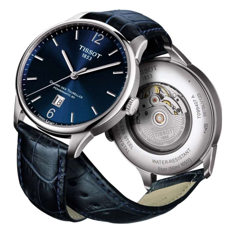 Đồng Hồ Nam Tissot Chemin Des Tourelles Powermatic 80 T099.407.16.047.00 42mm Màu Bạc Xanh