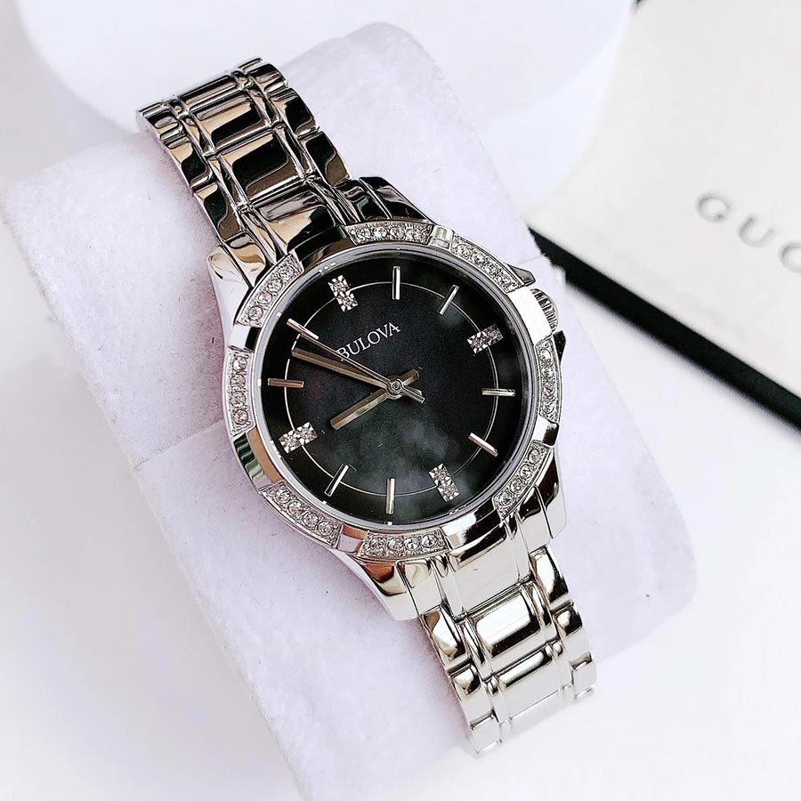 Đồng Hồ Nữ Bulova Womens Watch 30mm 96L214 Màu Đen Bạc