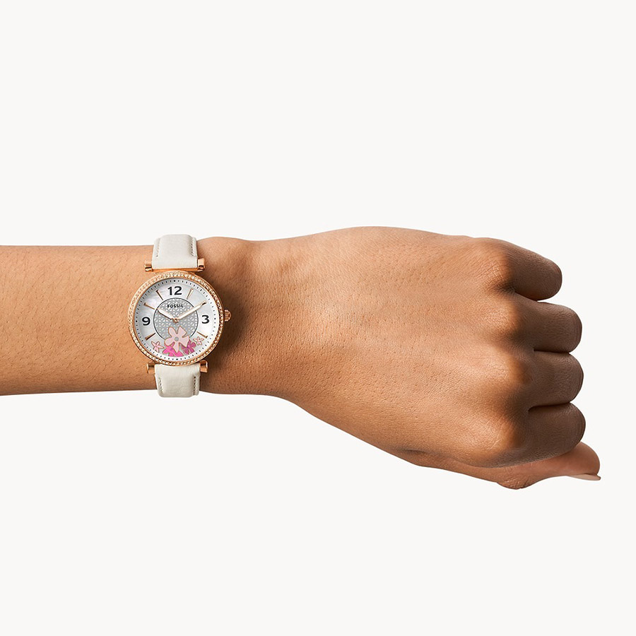 Đồng Hồ Nữ Fossil Carlie ES5187 Dây Da Màu Trắng
