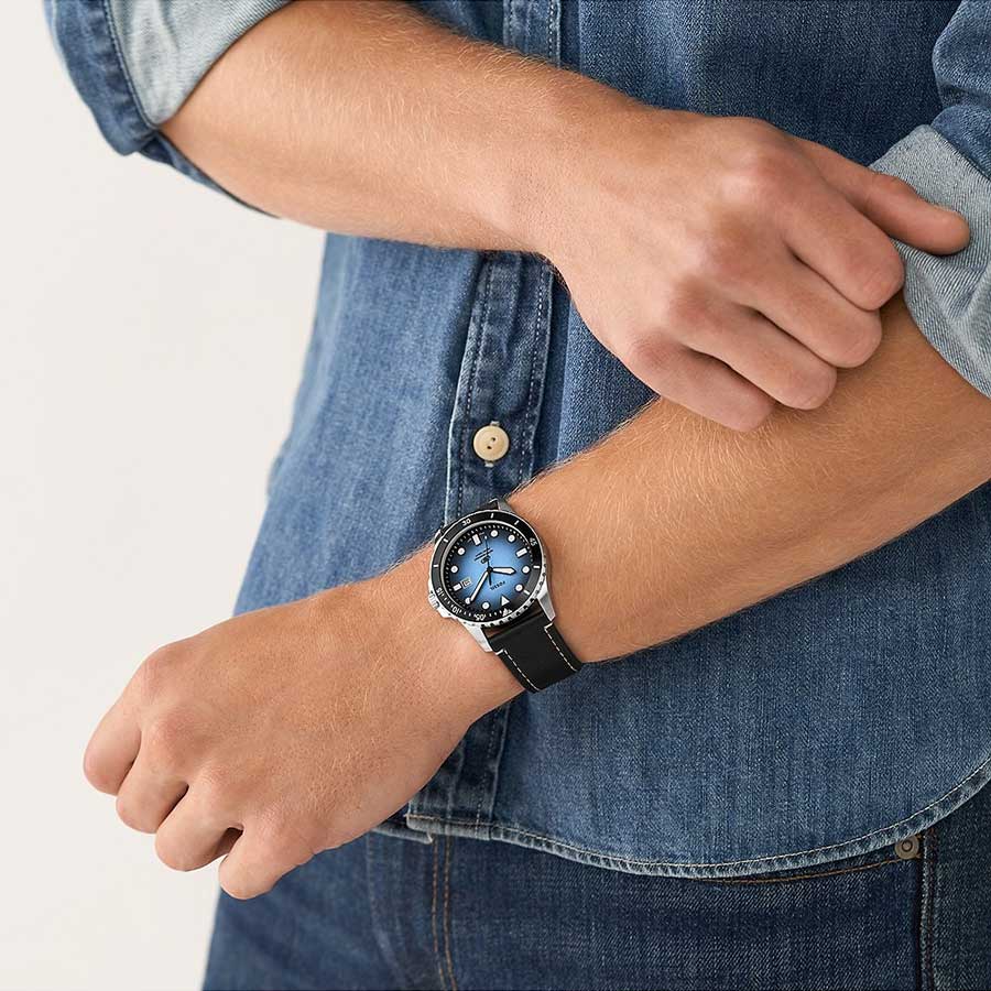 Đồng Hồ Nam Fossil Blue FS5960 Dây Da Màu Đen
