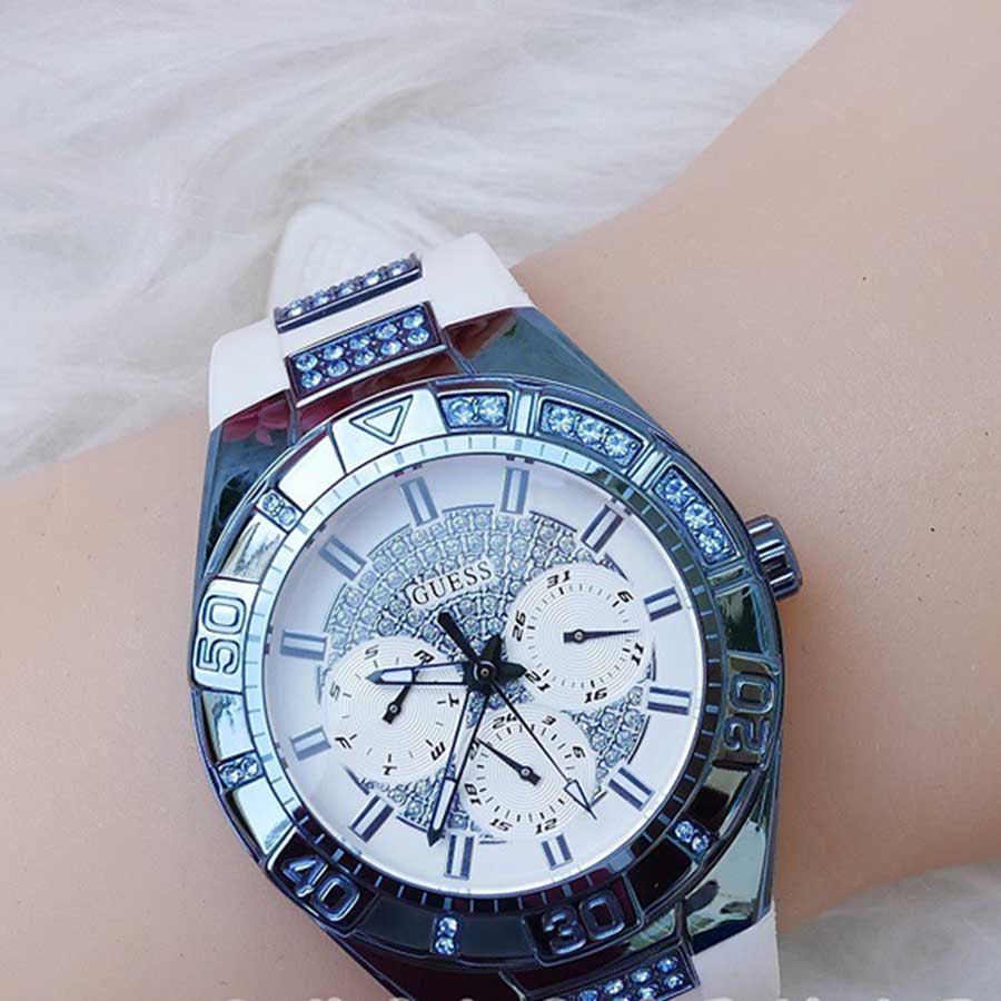 Đồng Hồ Nữ Guess White Silicone Strap Women's Watch 40mm U0653L2 Màu Trắng Xanh