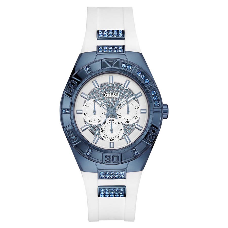 Đồng Hồ Nữ Guess White Silicone Strap Women's Watch 40mm U0653L2 Màu Trắng Xanh