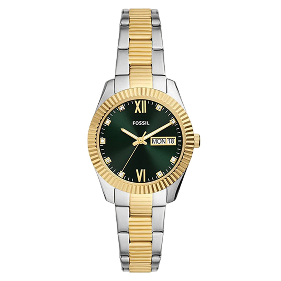 Đồng Hồ Nữ Fossil Scarlette Three-Hand Day-Date Two-Tone Stainless