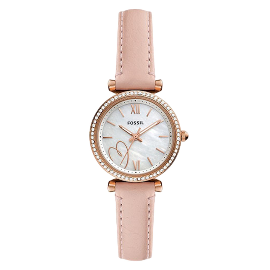 Đồng Hồ Nữ Fossil Carlie ES5268 Màu Trắng Xà Cừ/ Vàng Hồng